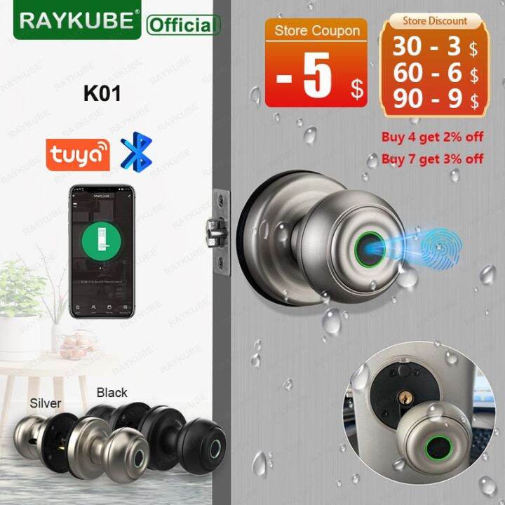 RAYKUBE K01 Tuya Bluetooth Smart Door Lock Auto Cylinder Waterproof