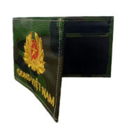 Ví ngang rằn ri thêu chữ logo quà tặng phong cách lính