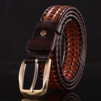 Mens Ladies High Quality Genuine Leather ided Belt with Pin Buckle Waist Belt Fashion Soft Leather Business Casual