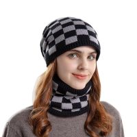 【YD】 Beanie Hats Scarf Set Warm Knit Hat Female Cap Balaclava Neck Warmer with Thick Fleece Lined for