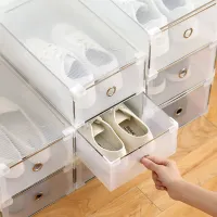 5pc Transparent shoe box storage shoe boxes thickened dustproof storage box shoes organizer superimposedcombination shoe cabinet