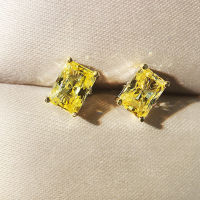 OEVAS 100 925 Sterling Silver Sparkling 5*7mm Yellow Zircon High Carbon Diamond Stud Earrings For Women Party Fine Jewelry Gift