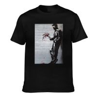 Customized Summer Tee Sad Man With Colourful Weeping Flowers Bold Bansky Hip Hop Tshirt For Man