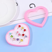 10pcs Children Kids Little Girl Adjustable Jewelry Rings in Box  Random Shape