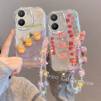 Phone Case เคส VIVO Y16 Y35 Y02 Y02A Y02T Y02s Y22 Y22s ลูกบาศก์ตุ๊กตากระต่ายเคสโทรศัพท์รูปการ์ตูนดอกไม้สร้อยข้อมือป้องกันเลนส์กันกระแทกฝาครอบนิ่ม2023