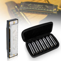 CCGenius Blues Band 10-Hole Harmonica Set Of 7 W /Case 7 Harmonicas Harp Pack