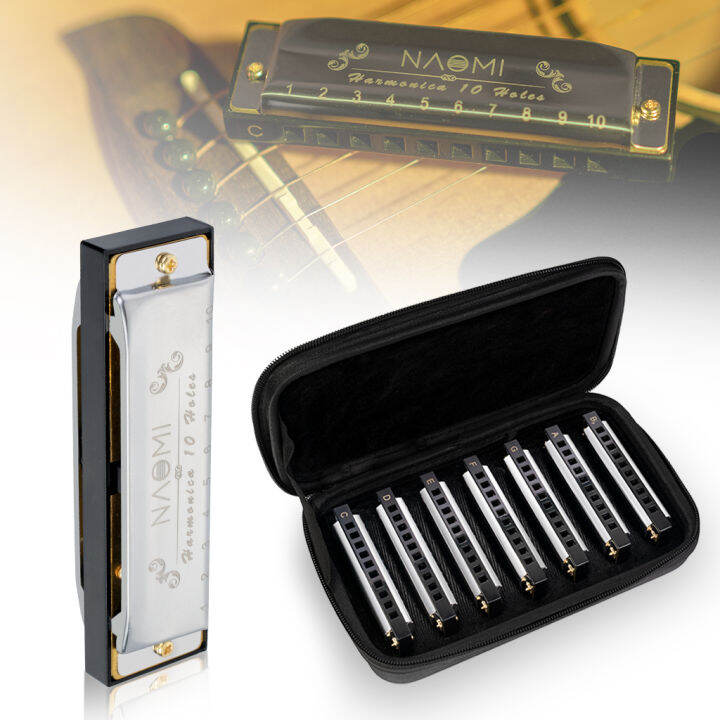 7 Pieces Harmonica Set Key Of G, A, , C, D, E, F With Case 7