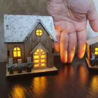 Christmas Luminous Cabin Christmas Wooden House Glittery LED Light Home Decoration Fairy Night Lamp Pendant Prop Led Candle Gift