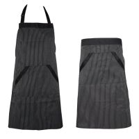 Kitchen Unisex Aprons Adjustable Black Stripe Bib Apron With 2 Pockets Chef Cook Tool Apron for Man Women Universal Aprons