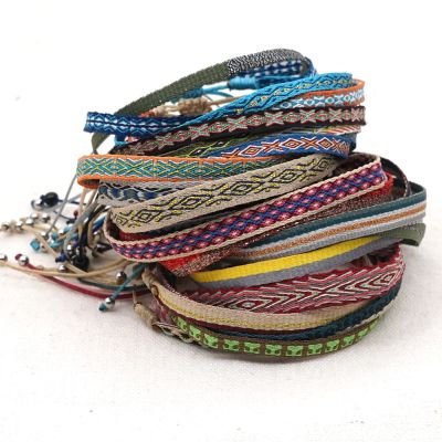 Summer Nepal Ethnic Bohemia Fabric Bracelet Women Men Vintage Spain Palace Pattern Tissu Boho Cloth Bracelet For Women Jewelry