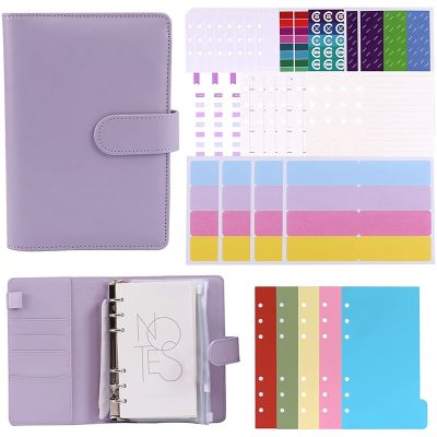 A6 Notebook Budget Binder, Budget Sheets Waterproof Zipper Bags, PU Money Organizer for Cash with Label Sticker Plan