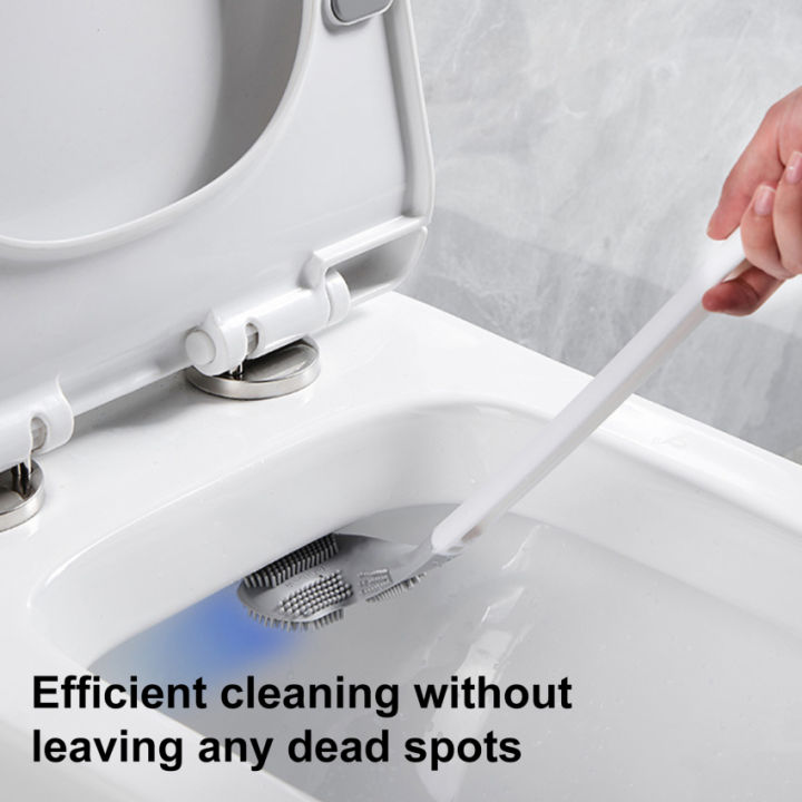 ชุดแปรงสุขภัณฑ์ซิลิโคนกอล์ฟด้ามยาวแปรงทำความสะอาดชักโครกสีดำอุปกรณ์ห้องน้ำที่ถูกสุขอนามัยที่ทันสมัย