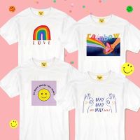 เสื้อขาว สายรุ้งRainbow มีอก32-50 เสื้อผู้หญิง เสื้อน่ารัก เสื้อโอเวอร์ไซน์ เสื้อครอป Magic T-shirt