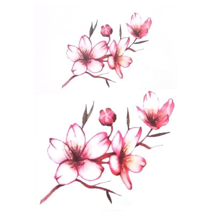 tattoo-stickers-leg-female-cover-birthmark-waterproof-female-long-lasting-flower-ankle-arm-wrist-sticker-antique-peach-blossom-5-sheets