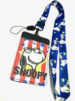 Snoopy สายคล้องคอ สายคล้องบัตร ที่ใส่บัตร  ซองใส่บัตร  พร้อมสายคล้องคอ ลาย สนุปปี้ ส้ม นำ้เงิน    blue งานดี สวยงาม  สำหรับ  บัตร 6x8 cm (body 7x11cm) สาย