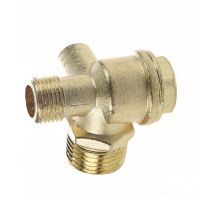 3/8" Female Thread Tube Connector Air Compressor Check Valve Gold Tone