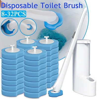 Disposable Toilet Brush Cleaner Bathroom Cleaning Brush with 8/16/24/32PCS Replaceable Brush Head Toilet Cleaning Brushes