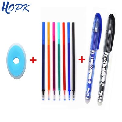 Erasable Pen Set 0.5mm Blue Black Color Ink Ballpoint Pens Washable handle for School Office Stationery Supplies Exam Spare Pens