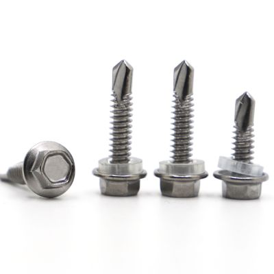 10pcs 410 Stainless Steel Washer Head External Hex Hexagon Self Drilling Tapping Screw M5.5 M6.3 Nails Screws Fasteners