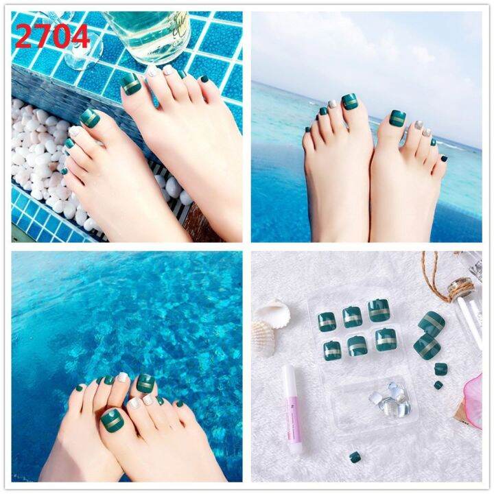 24x-french-nail-art-fake-toe-acrylic-artificial-feet-nails