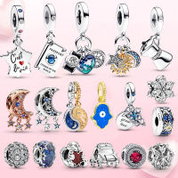 Authentic 925 silver moon charm heart sunshine bead map camera pendant Fit original Pandora Bracelet women love gift