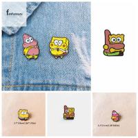 FANFUZOUZU โลหะผสมอัลลอยด์ หมุดเคลือบตัวละครอนิเมะ SpongeBob เหลือง/ชมพู แผ่นป้ายสัญลักษณ์ หยดน้ำมันหยด วัยรุ่นอายุยืน