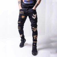 [COD] 2022 European and new AliExpress cross-border exclusive fashion brand badge stretch slim jeans