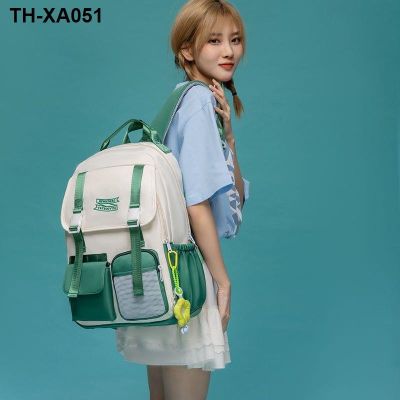 Korean ins niche design splicing shoulder bag female large-capacity computer backpack junior high school student schoolbag