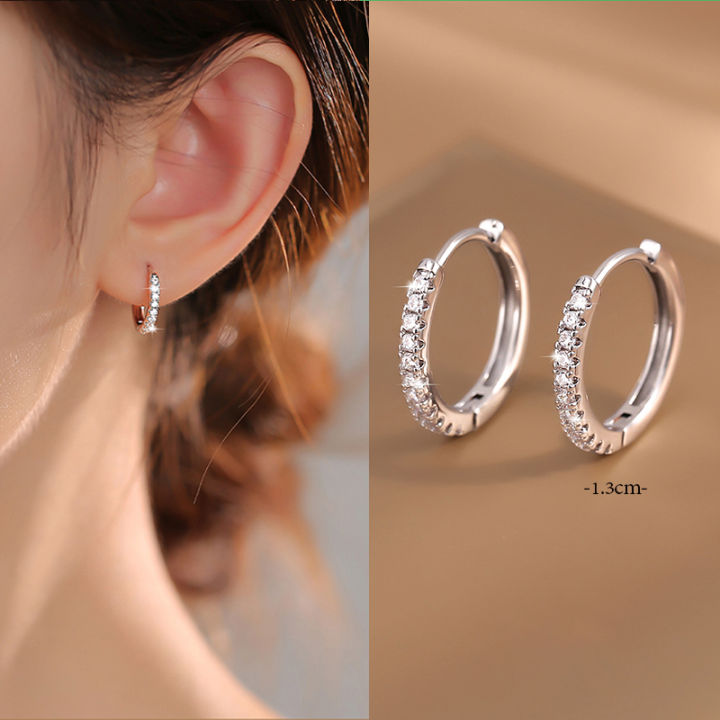 พร้อมส่ง-ต่างหูห่วงเงิน-sterling-92-5-ทั้งตัวเรือน-ชุบทองเหลือง-ต่างหูเพชร-ของขวัญ