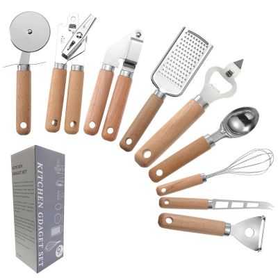 9 pcs Stainless Steel Multifunctional Kitchen Tools Peeler Can Opener Pizza Cutter Grater Kitchen Accessories Set Kitchen Gadgets