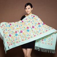 【Sundell fashionable】 Brand Designer New Female Embroider Flower Pashmina Scarf Women Cashmere Scarves Long Shawl Travel Blanket Warm Tippet Warps