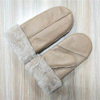 สไตล์คลาสสิกถุงมือฤดูหนาวอุ่น Thicken Sheepskin ถุงมือหนัง Mittens สำหรับผู้หญิงสุภาพสตรีและเด็กผู้หญิงถุงมือฤดูหนาว Mittens