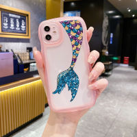 เคสป้องกันเลนส์เต็มสำหรับ iPhone 14 Pro Max 13 12 11 XR 8 7 Plus SE2 XS Max นางเงือกสาวขอบคลื่น