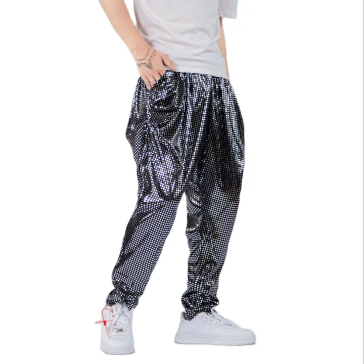 New Style Night Club Metallic Harem Pants Hip Hop Dance Party Trousers ...