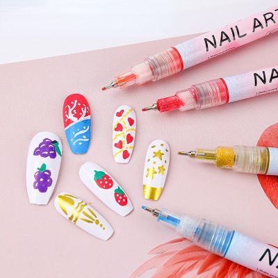 12 Acrylic Paint Pens DIY Fingertip Creation Graffiti Pull Line 0.5mm Quick-drying Waterproof Nail Brushes Art Supplies