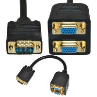 VGA 1/2 male to 2 female twin gold-plated plug connecting cable VGA Splitter Cable 0.25m Cables