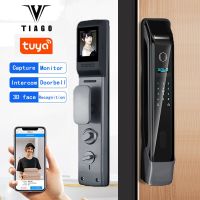 TIAGO 3D Smart Door Lock Digital Password Electronic Locks tuya APP  Control Unlock Automatic Fingerprint with Camera Door Lock TV Remote Controllers