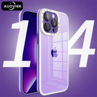 AUOVIEE เคสอะคริลิคแข็งหุ้มเกราะโปร่งใสกันกระแทกหรูหราสำหรับ iPhone 14 13 12 11 Pro Max กรอบป้องกันกล้องกระจกกันกระแทกแบบนิ่ม