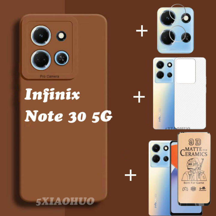 4in1-infinix-note-30เคสโทรศัพท์ซิลิโคนสีลูกกวาดเคสโทรศัพท์-infinix-note-30-5g-เคสโทรศัพท์เคสโทรศัพท์แบบขัดด้านผิว-ฟิล์มบางเซรามิก-ฟิล์มเลนส์-ฟิล์มด้านหลัง