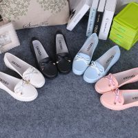 Fdasnppregnant women anti-skid rubber shoes Ribbon Jelly Shoes flat waterproof Shoes