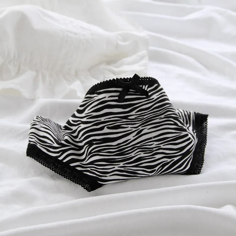 5 Pcs Sexy Black Zebra Leopard Print Women's Underwear Girl Soft