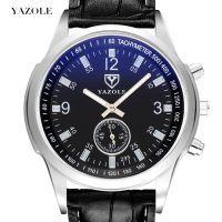 yazole Quartz Men Watch Male Leather Strap Analog Business Casual Thin Luminous Hands Waterproof Wrist Watch for Men Wristwatch