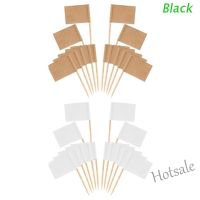 【Ready Stock】 ❧☒☌ E05 BLACK 100 Pieces Blank Toothpick Flags Mini Food Labels with Wooden Sticks Cheese Markers Picks for Cupcake Topper Party