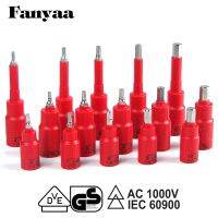 Fanyaa VDE Nut 3/8 1/2 Dr. Individual Insulated Hex Bits Sockets Spanner Insert Tool Hexagon 6Pt. Metric 4-10mm Adaptor Wrench