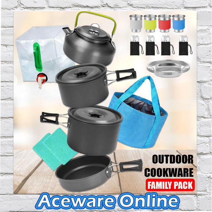 OUTDOOR COOKING SET Camping Cooking Set Teapot Set Picnic Tableware Kettle Pot Frying Pan
