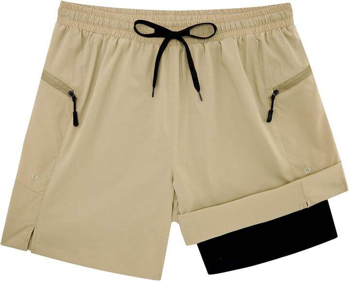 Cozople Mens Swim Trunks with Compression Liner 5.5" Quick Dry Bathing