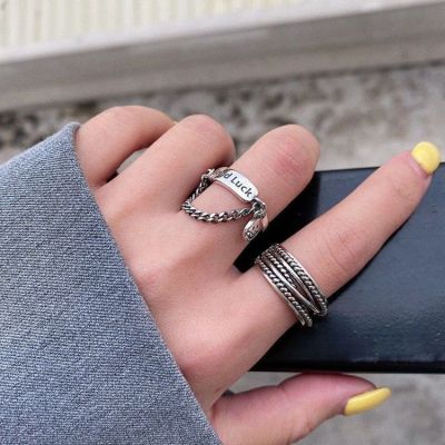 [BABY]เครื่องประดับแหวนฮิปฮอปหน้ายิ้ม,แหวนแฟชั่นแนวเรโทรแหวนเปิดได้หลายชั้นสำหรับผู้หญิง