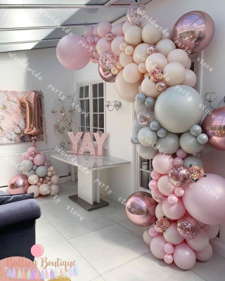 117pcs Cream Peach Balloons Garland Kit Wedding Decoration 4D Rose Gold Latex Gray Balloon Arch Birthday Party Baby Shower Decor