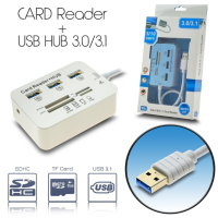 Mini USB 3.0 HUB + เครื่องอ่านการ์ดความเร็วสูง USB HUB พร้อม MS/SD/M2/ TF Card Reader 3 พอร์ต USB Splitterสำหรับแล็ปท็อป