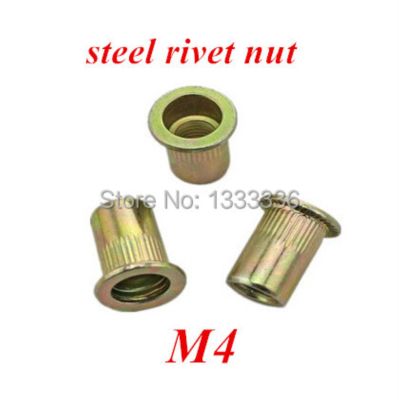 500pcs M4x11 Flat Rivet Nut Rivnut Insert Nutsert Countersunk Head column Nut steel with yellow zinc plated